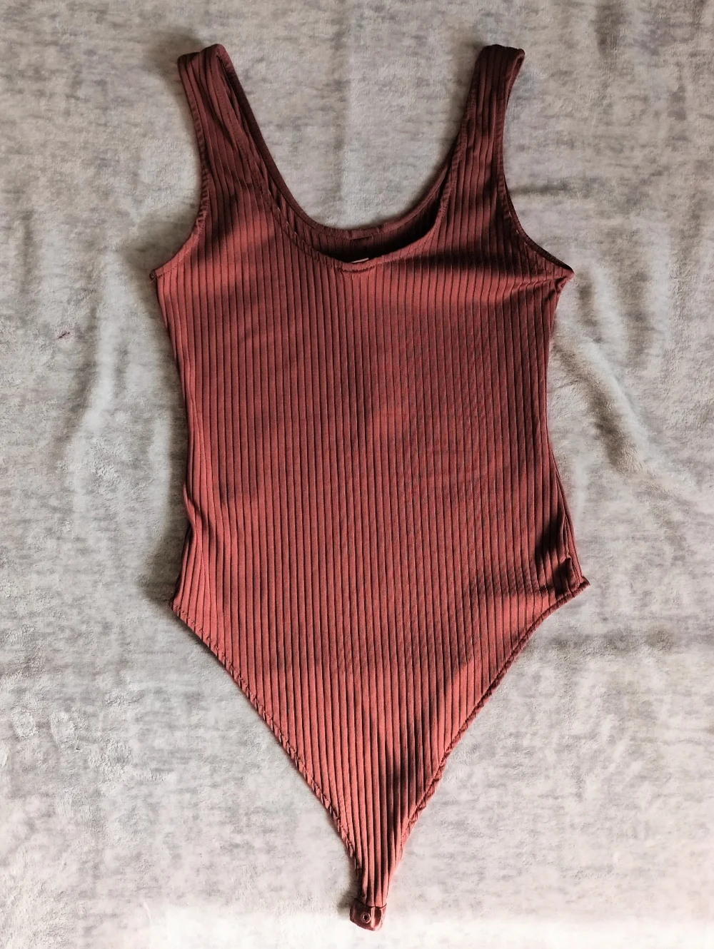 H&M | Size M Ribbed Button-Front Orange Bodysuit - Picture 4 of 6